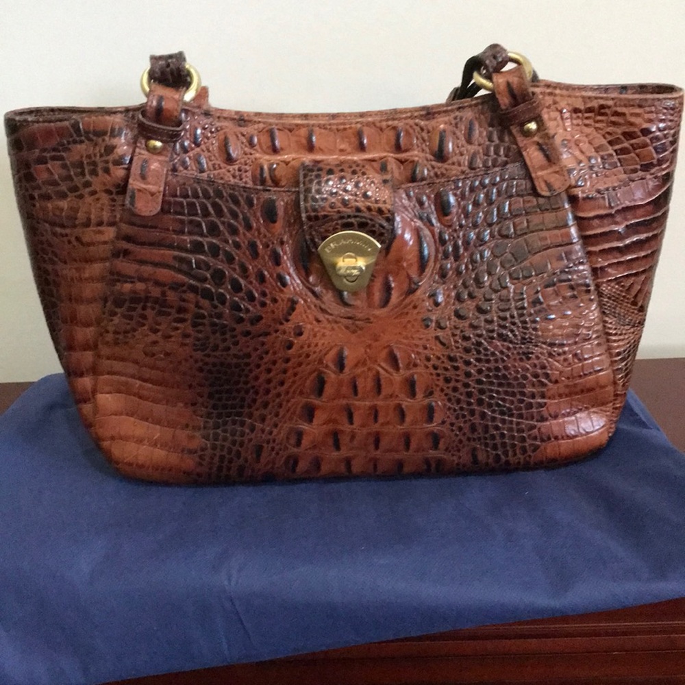 Brown Snakeskin Brahmin Tote